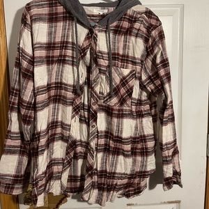 Maurices flannel button down with hood XXL